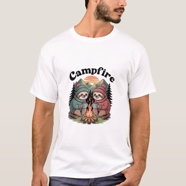 Sloth camping Team Official campfire T-Shirt (Front)