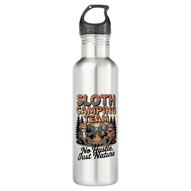 sloth camping team with nature 710 ml water bottle (Front)