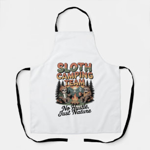 sloth camping team with nature apron