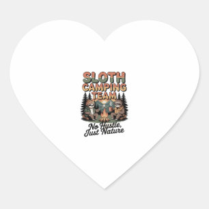 sloth camping team with nature heart sticker