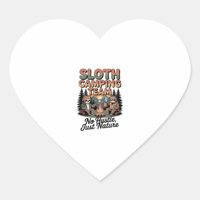 sloth camping team with nature heart sticker (Front)