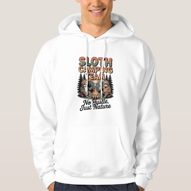 sloth camping team with nature hoodie (Front)