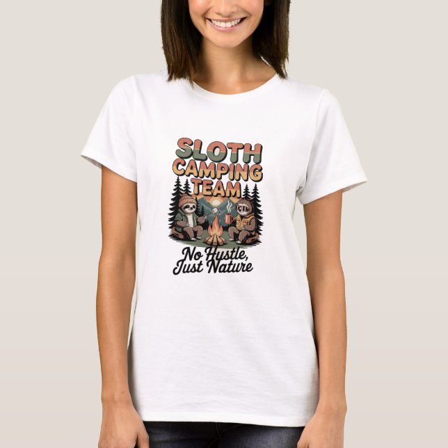 sloth camping team with nature T-Shirt (Front)