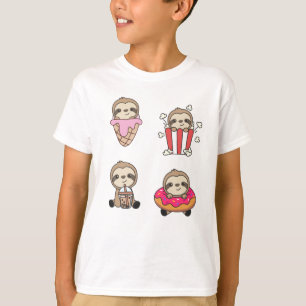 Sloth Candy Bubble Tea Popcorn Doughnut Sweet T-Shirt