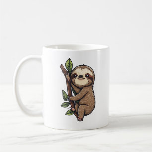 Sloth cartoon illustration coffee mug
