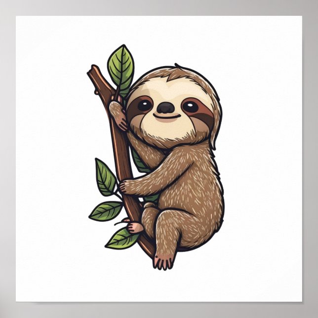 Sloth cartoon illustration poster (Front)