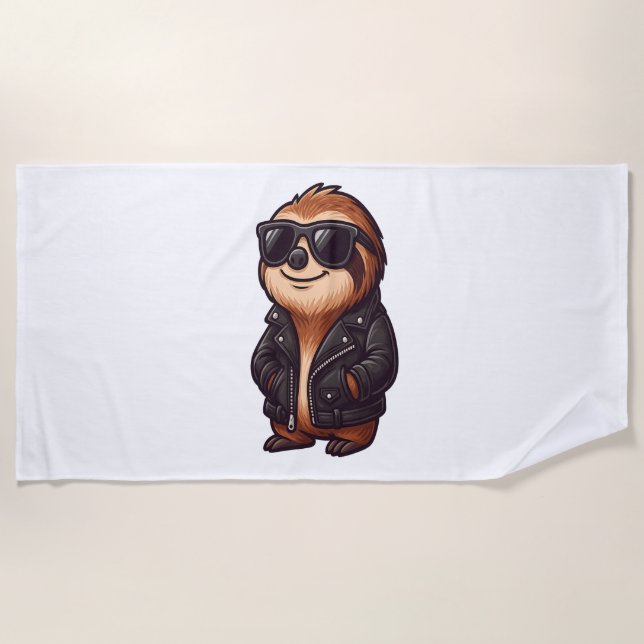 Sloth Chill Mood Beach Towel (Front)