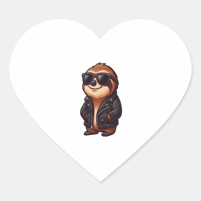 Sloth Chill Mood Heart Sticker (Front)