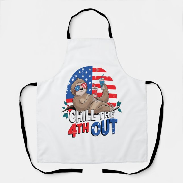 Sloth Chill the 4th out Patriotic USA Apron (Front)