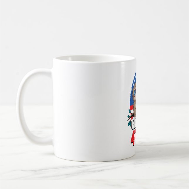 Sloth Chill the 4th out Patriotic USA Coffee Mug (Left)