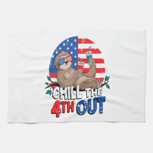 Sloth Chill the 4th out Patriotic USA Tea Towel