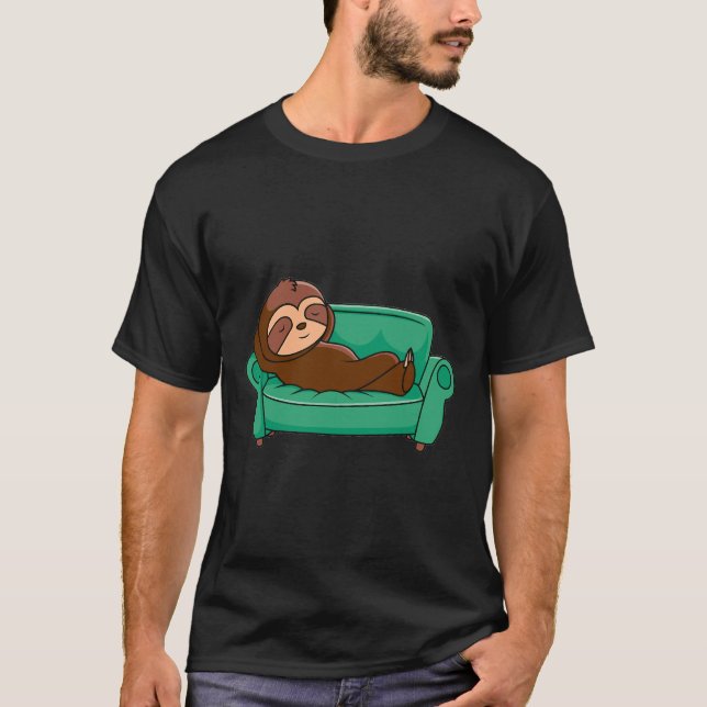 Sloth Chilling On Sofa T-Shirt (Front)