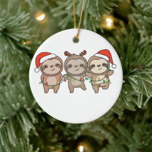 Sloth Christmas Christmas Animals Cute Sloth Ceram Ceramic Tree Decoration