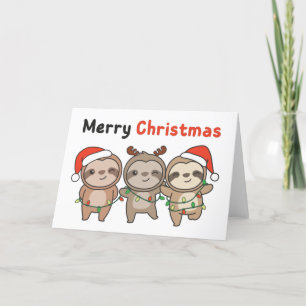 Sloth Christmas Cute Sloths Merry Christmas Holida Holiday Card
