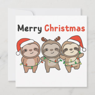 Sloth Christmas Cute Sloths Merry Christmas Invita Invitation
