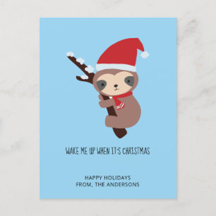 Sloth Christmas Cute Wake Me Up Holiday Cute Blue