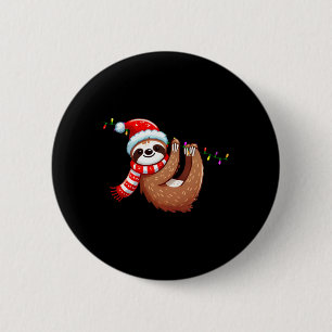 Sloth Christmas Decoration - Sloth Christmas Tree  6 Cm Round Badge