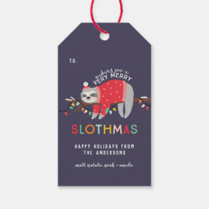 Sloth christmas gift tags