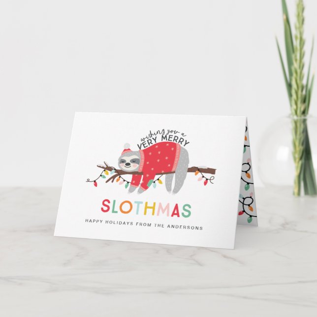 Sloth Christmas Holiday card. Card (Front)