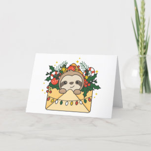 Sloth Christmas Letter Winter Animals Sloths Holid Holiday Card