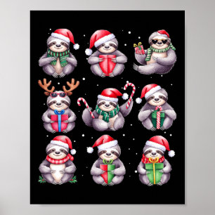 Sloth Christmas Lights Funny Sloths Lover Animal P Poster