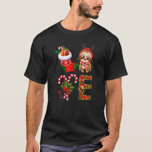 Sloth Christmas Lights Led Santa Hat Christmas T-Shirt