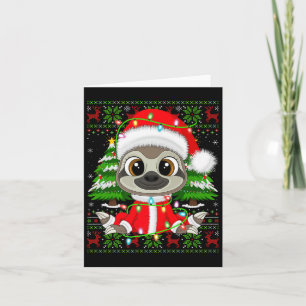 Sloth Christmas Lights Santa Costume Ugly Xmas Swe Card