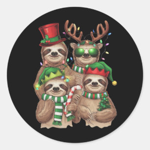 Sloth Christmas Merry Slothmas Sloth Lover Gift Classic Round Sticker