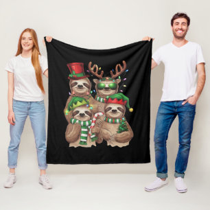 Sloth Christmas Merry Slothmas Sloth Lover Gift Fleece Blanket