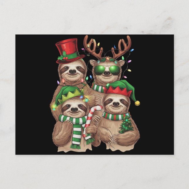 Sloth Christmas Merry Slothmas Sloth Lover Gift Holiday Postcard (Front)