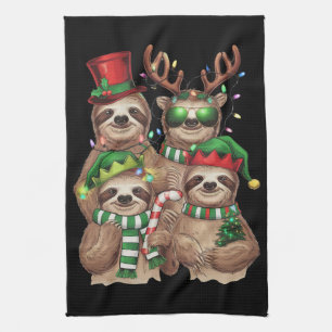 Sloth Christmas Merry Slothmas Sloth Lover Gift Tea Towel