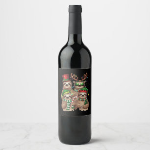 Sloth Christmas Merry Slothmas Sloth Lover Gift Wine Label