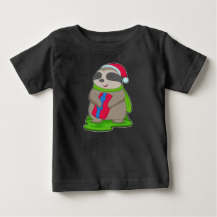 Sloth Christmas Santa hat Baby T-Shirt