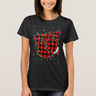 Sloth Christmas Santa Hat Cute Animals Xmas Light T-Shirt