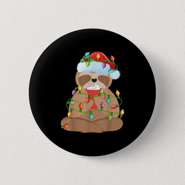 Sloth Christmas Shirt For Boys Girls Kids Lights S 6 Cm Round Badge (Front)