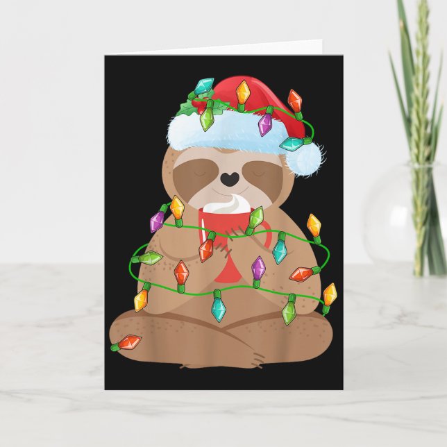 Sloth Christmas Shirt For Boys Girls Kids Lights S Card (Front)