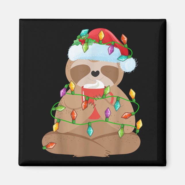 Sloth Christmas Shirt For Boys Girls Kids Lights S Magnet (Front)