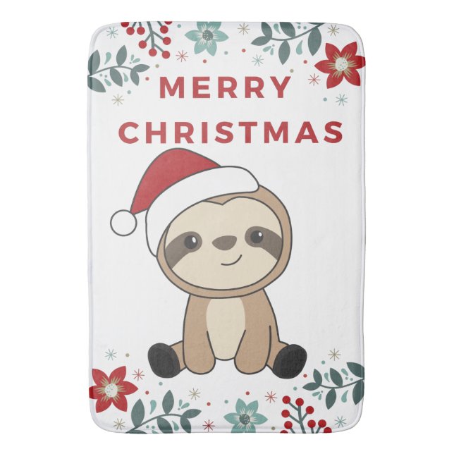 Sloth Christmas Snow Winter Animals Sloths Bath Ma Bath Mat (Front Vertical)
