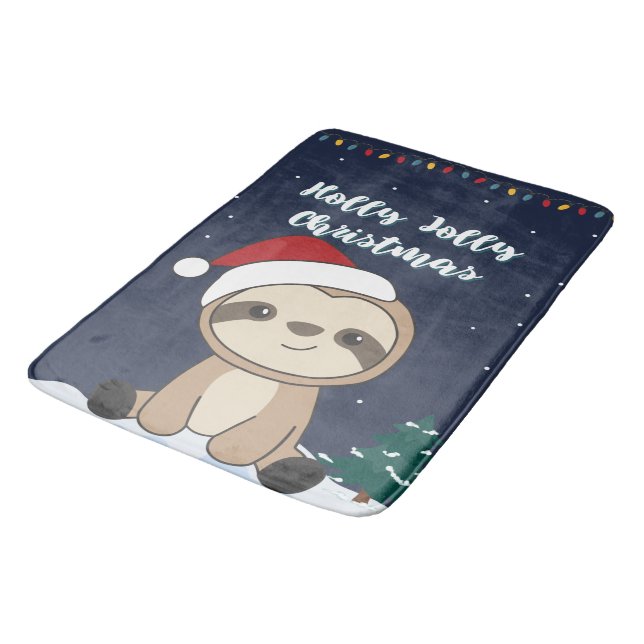 Sloth Christmas Snow Winter Animals Sloths Bath Ma Bath Mat (Angled)