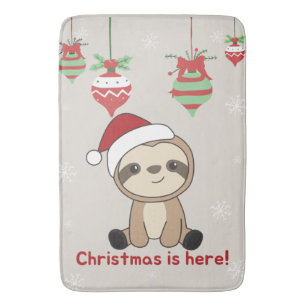 Sloth Christmas Snow Winter Animals Sloths Bath Ma Mat