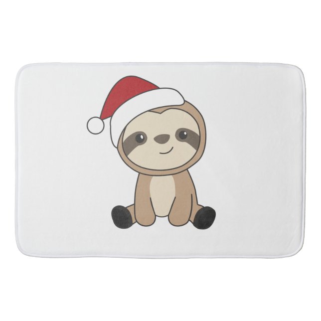 Sloth Christmas Snow Winter Animals Sloths Bath Mat (Front)