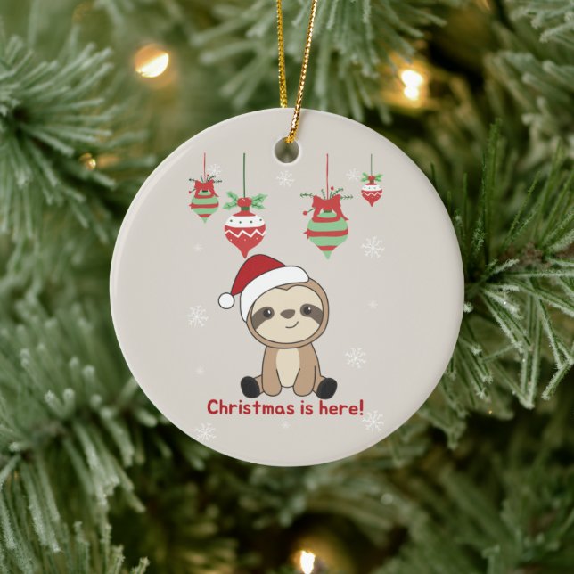 Sloth Christmas Snow Winter Animals Sloths Ceramic Ceramic Tree Decoration (Tree)