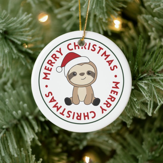 Sloth Christmas Snow Winter Animals Sloths Ceramic Tree Decoration (Tree)