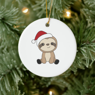 Sloth Christmas Snow Winter Animals Sloths Ceramic Tree Decoration