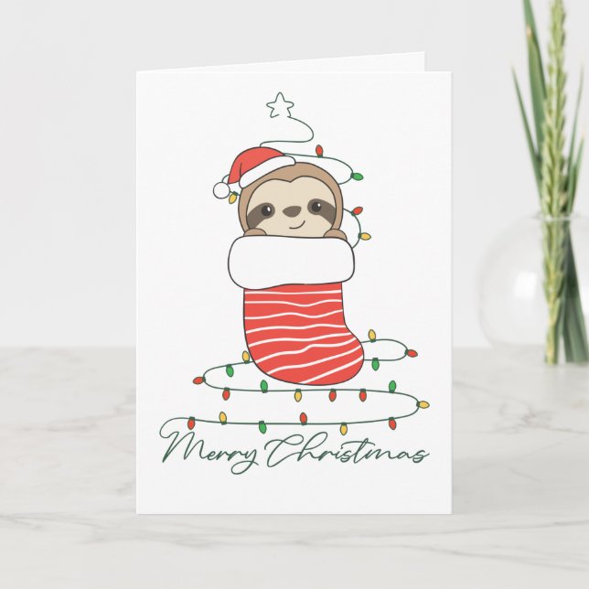 Sloth Christmas Snow Winter Animals Sloths Coffee  Holiday Card (Front)