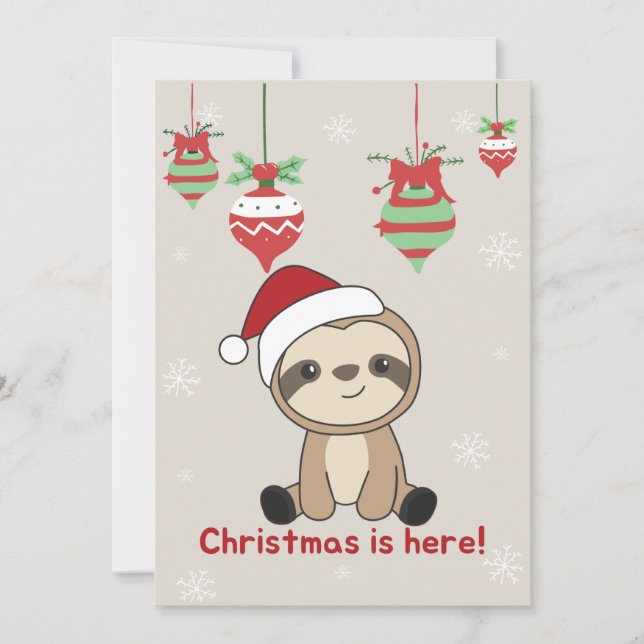 Sloth Christmas Snow Winter Animals Sloths Holiday (Front)