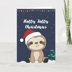 Sloth Christmas Snow Winter Animals Sloths Holiday Card