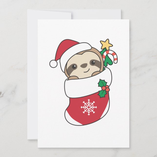 Sloth Christmas Snow Winter Animals Sloths Holiday Card (Front)