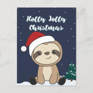 Sloth Christmas Snow Winter Animals Sloths Holiday Postcard