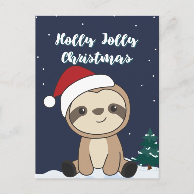 Sloth Christmas Snow Winter Animals Sloths Holiday Postcard (Front)